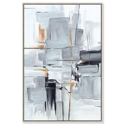 Elegant Grey Shades I Canvas Abstract Expressionism by Art Remedy