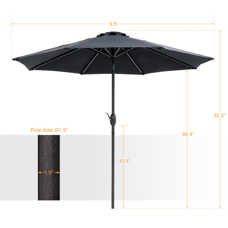 Parasol de marché 108 po Dailan, Noir