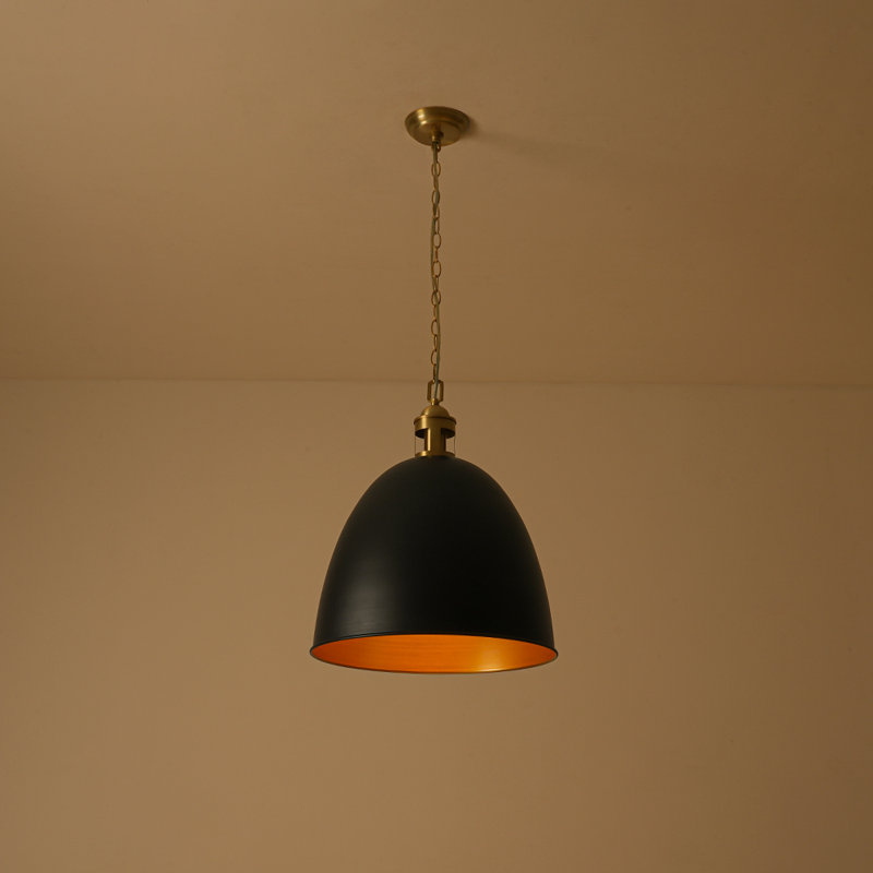 Vintage 1 - Light Wide Edge Dome Pendant Light, Black