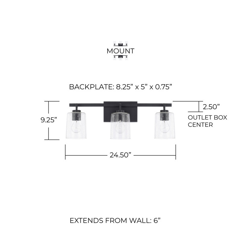 Babson 3 - Light Dimmable Vanity Light, Matte Black