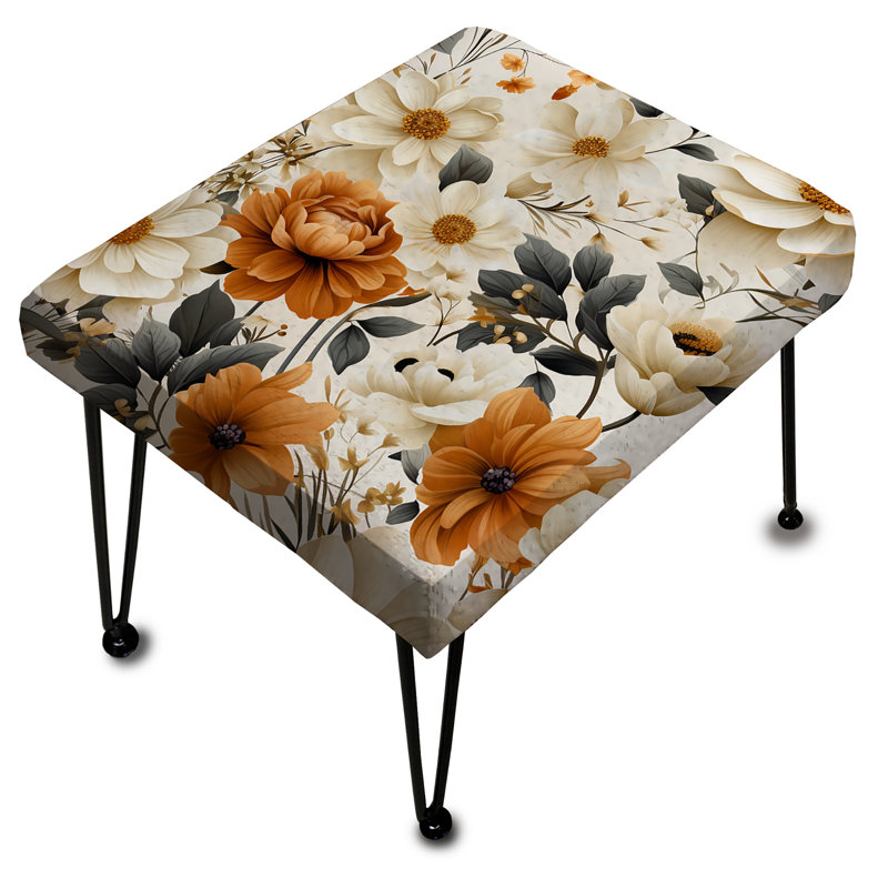 Beige And Yellow Vintage Bouquets Grace - Vintage Rectangle Ottoman
