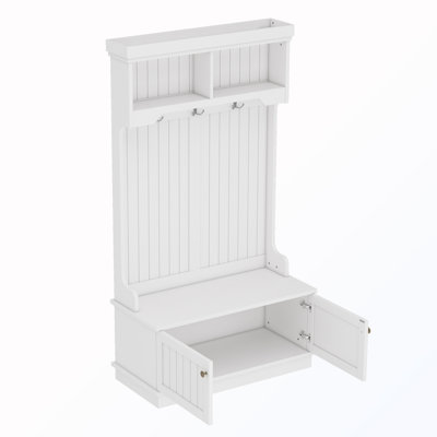 4-In-1 Hall Tree With Shoe Storage,Standing Coat Rack With Shoe Bench,Entryway Furniture With Hooks