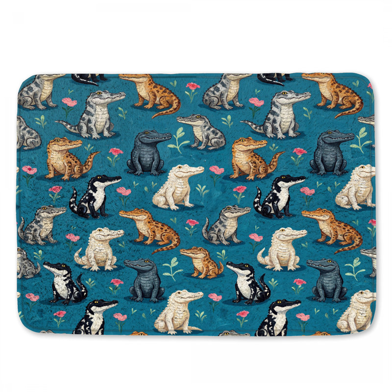 Tapis de bain dessin animé alligators, 34in W x 21in L