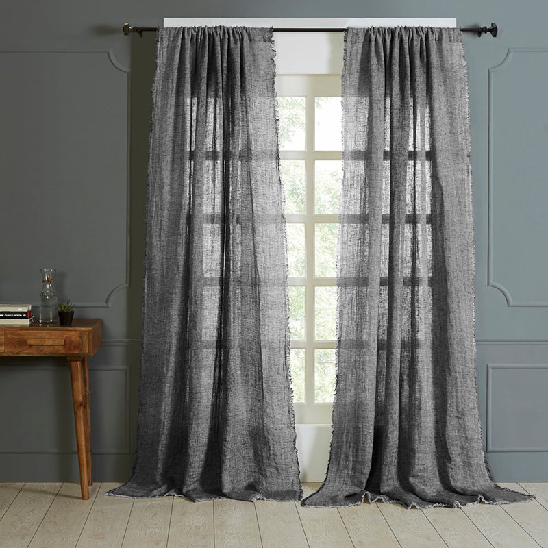 Kart Linen Curtain, Asphalt, 96"