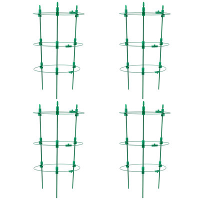Cage à tomates améliorée pour le jardin, lot de 4 cages de soutien pour plantes de 18 pouces, treillis à piquets pour cerise, pivoine, fleurs, pots à petites plantes