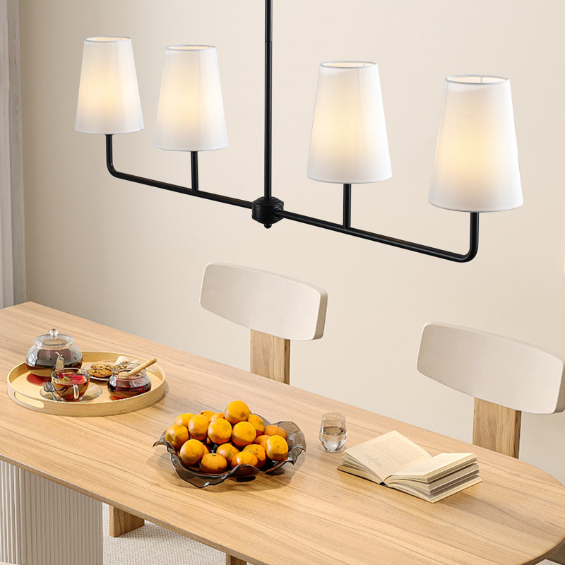 Lustre 4 lumières 48 po, Noir, 4