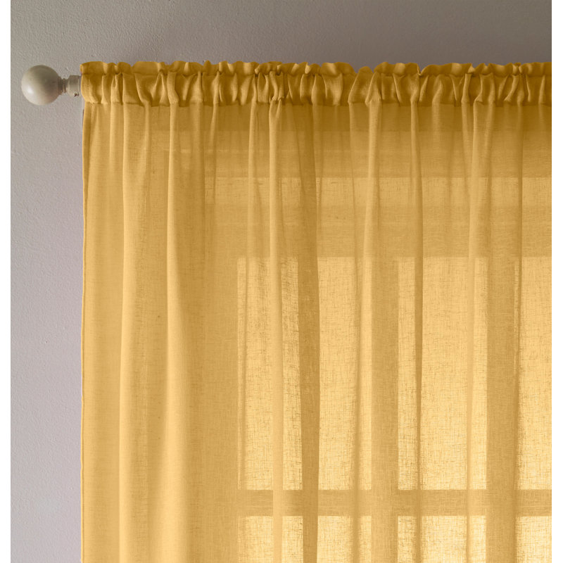 Roehit Sheer Curtain Pair, 140cm Width x 137cm Drop, Ochre