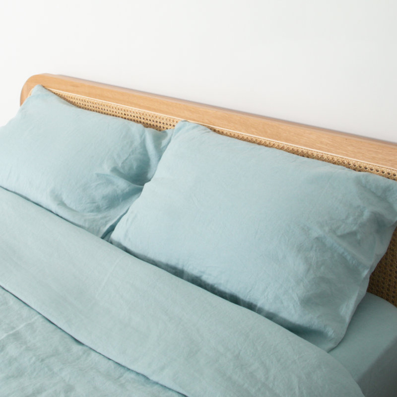 100% Linen Machine Woven Pillowcase - Set of 2, Blue