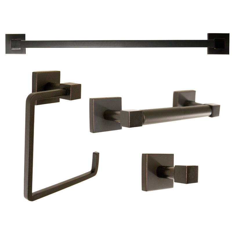 Ensemble d'accessoires de salle de bain 4 pièces Karsen, Bronze huilé