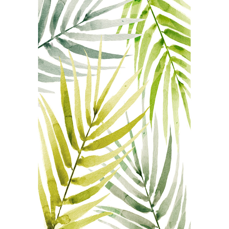 Shady Palm II by Annie Warren - Painting, 122 cm H x 81 cm W, Black Floater Framed