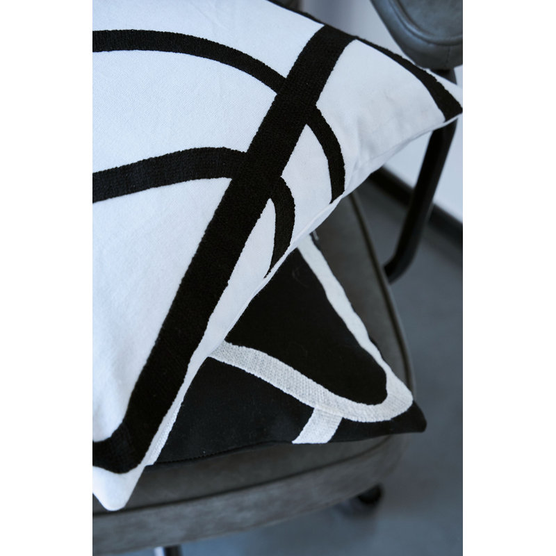 Housse de coussin réversible en coton brodé, Blanc