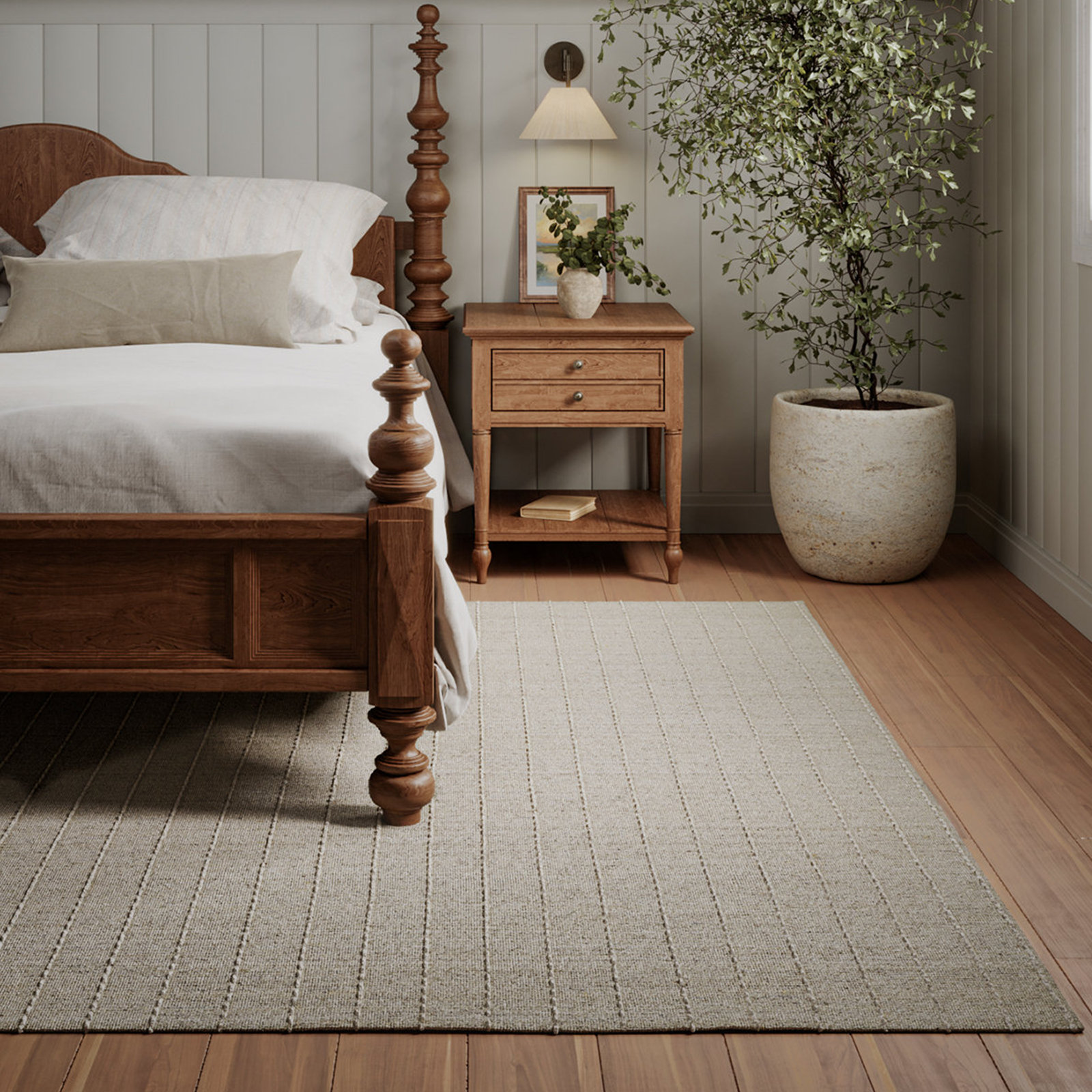 Amita Natural Hand-Loomed Striped Rug, Rectangle 8' x 10'