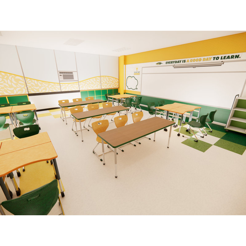 Table d'apprentissage collaboratif avec pieds de luxe rectangulaires, H 29 po x l 72 po x P 24 po, Panneau aggloméré