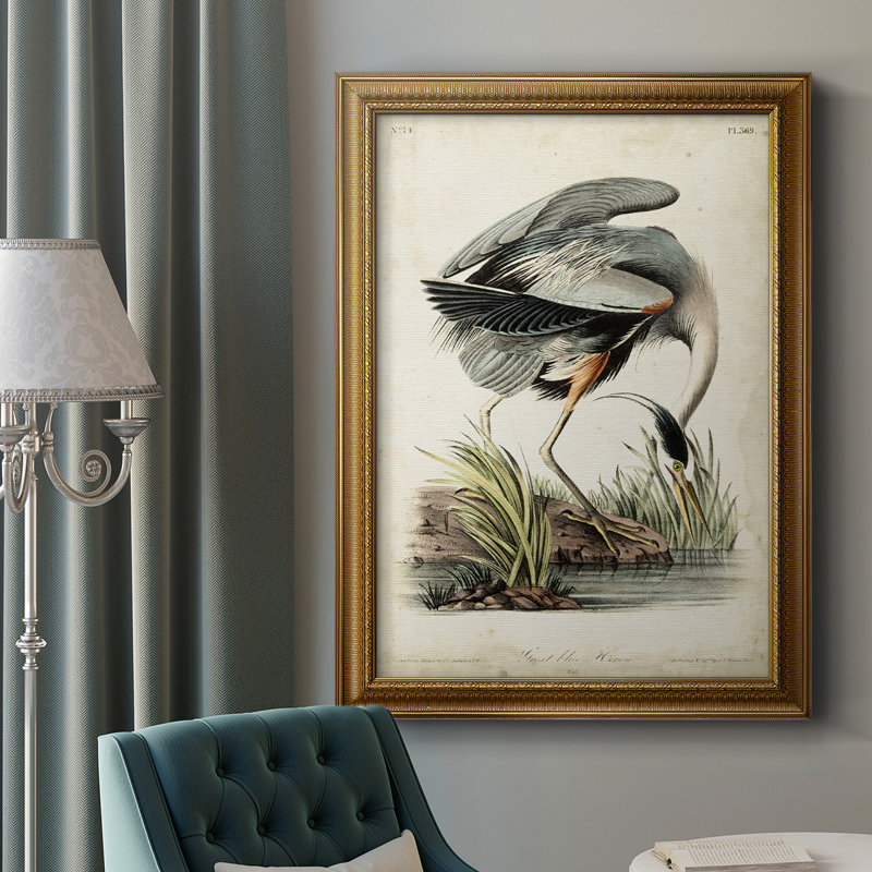 Great Blue Heron - Toile encadrée de qualité supérieure - prête à être accrochée, H 20 po x l 16 po x P 2,5 po