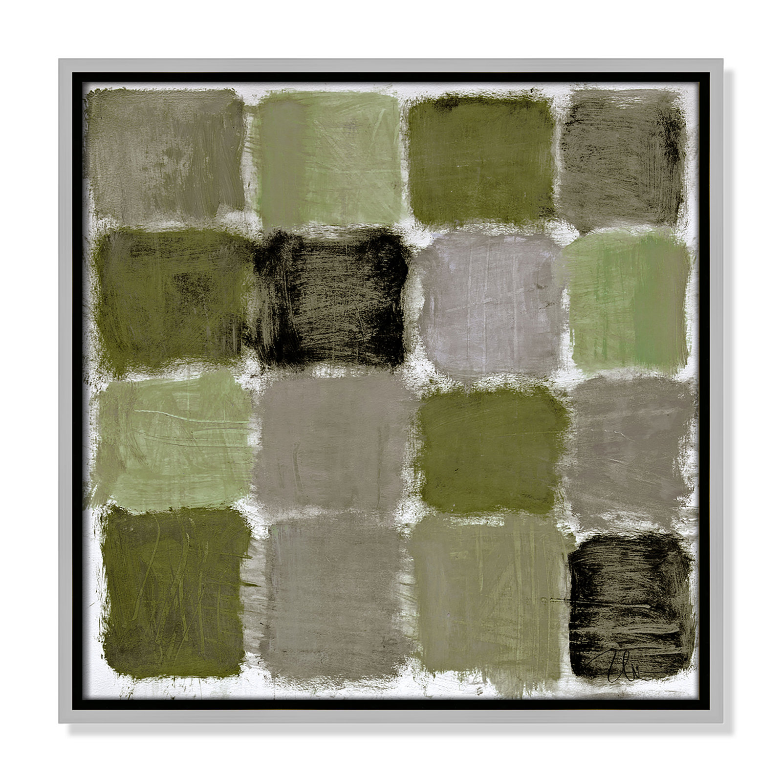 Coppola "Powder Room Green Reflections" Print, 17.5" H x 17.5" W, Silver