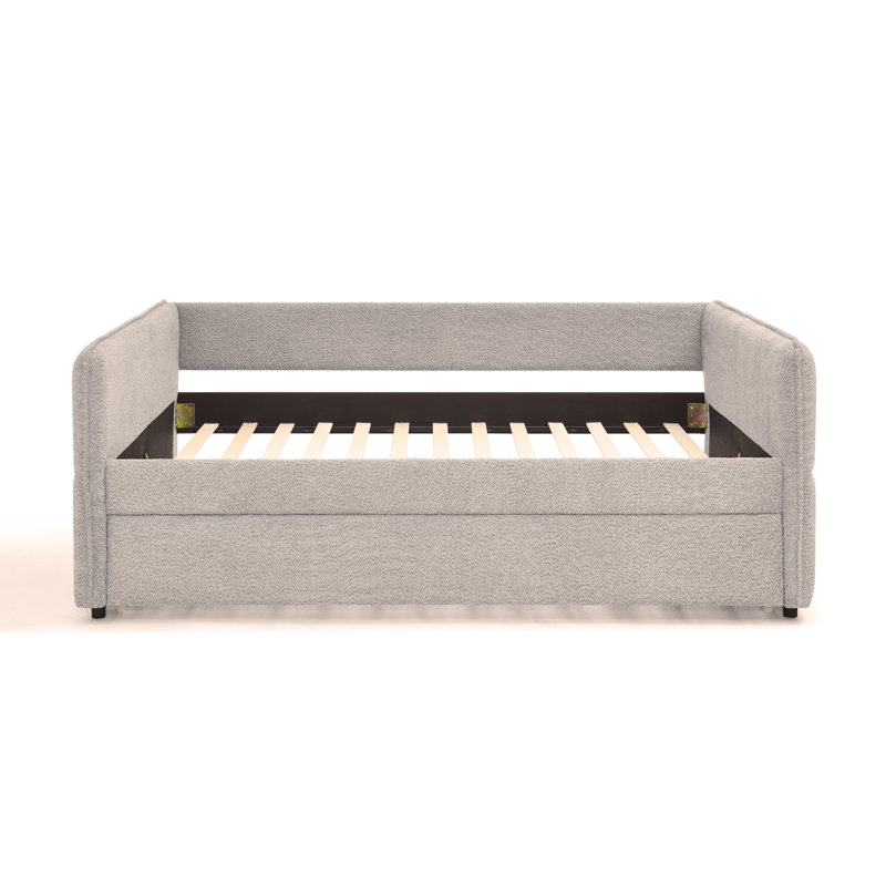 Lit de jour avec canapé-lit capitonné rembourré, pleine grandeur, tissu bouclé, (83 po x 58,5 po x 29,5 po), Gris