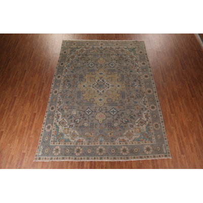 Tapis traditionnel géométrique gris 10 x 13