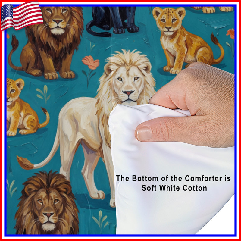 Lions And Panthers Pattern Comforter, Twin
