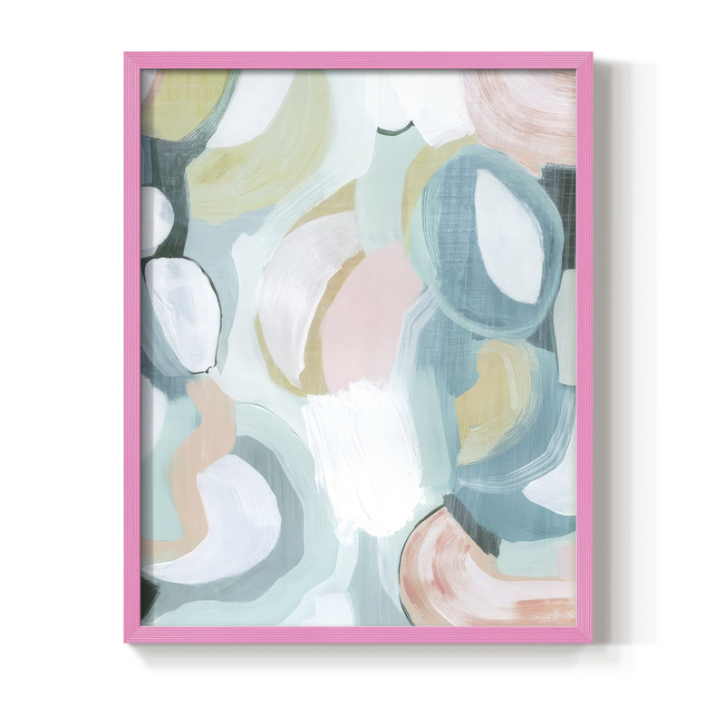 «Pastel Garden Abstraction II», reproduction encadrée - bois massif, H 15 po x l 12 po, Rose