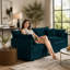 Canapé d'angle modulaire Allure, bleu sans accoudoirs, 1 place avec pouf, chenille pour salon