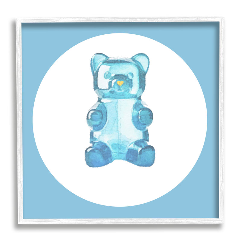 "Blue Gummy Bear" cmw-027, art mural personnalisé, Giclée encadrée blanc bord de mer, H 12 po x l 12 po, Oui