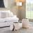 Quilted Ottoman Set In Gold Metal And Cream Velvet