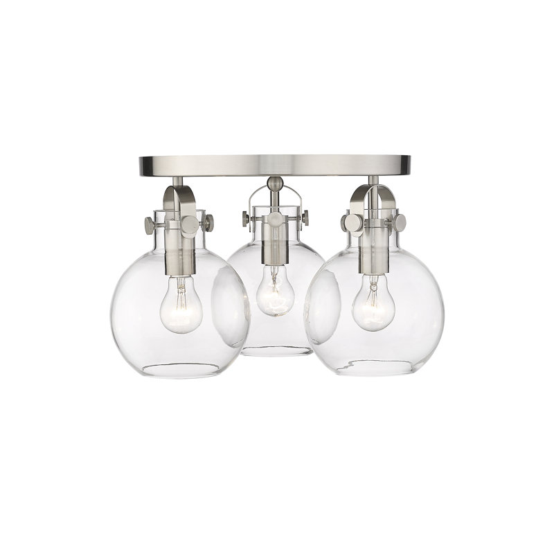 Slocomb Glass Semi Flush Mount, Clear, Satin Nickel