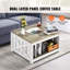 Table basse carrée de style champêtre de 80 cm (31,5 po), avec compartiment de rangement ouvert, table basse rustique en bois pour salon, chambre, appartement, studio, gris et blanc
