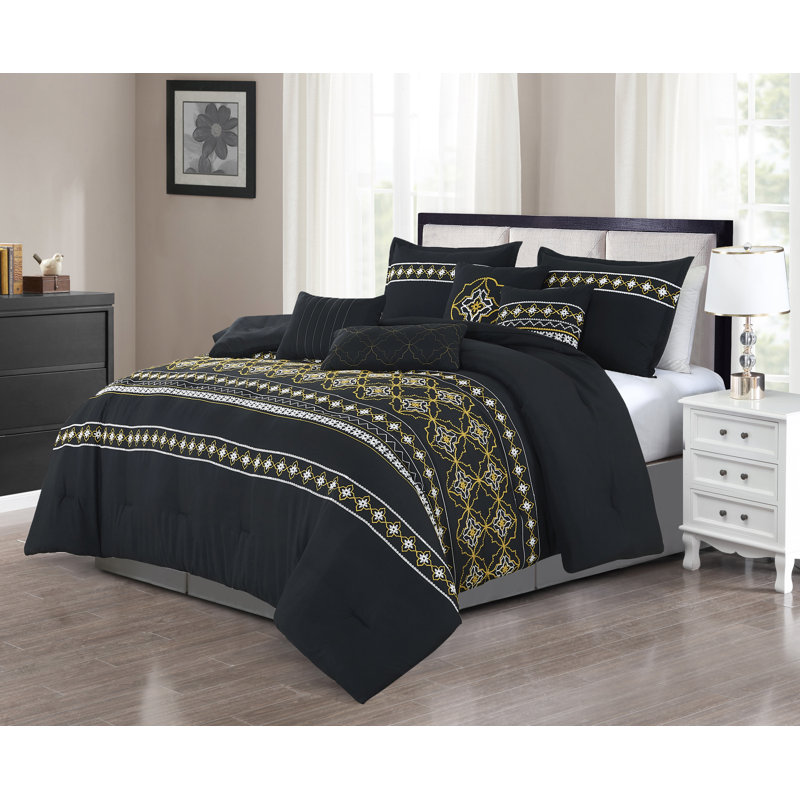 Tzilla Geometric Shapes Comforter, Queen Comforter + 6 Additional Pieces