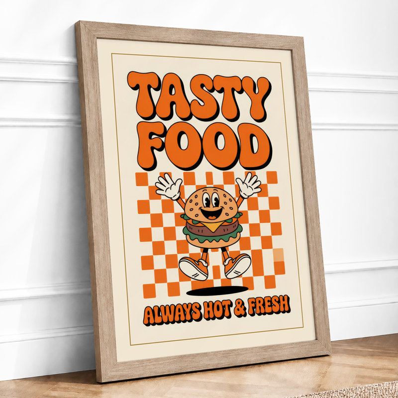 Tasty Food Diner Retro - Framed Print, Oak, A4 - 29.7 x 21.0 cm