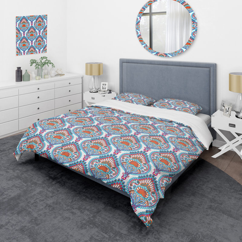 Multicolore damassé - ensemble de housse de couette abstrait - microfibre de polyester