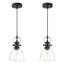 Luminaire suspendu noir pour îlot de cuisine 2 pièces, luminaire suspendu Farmhouse, luminaire suspendu industriel en verre transparent, luminaire suspendu de cuisine de 6,5 pouces au-dessus d'un îlot de cuisine-119562798
