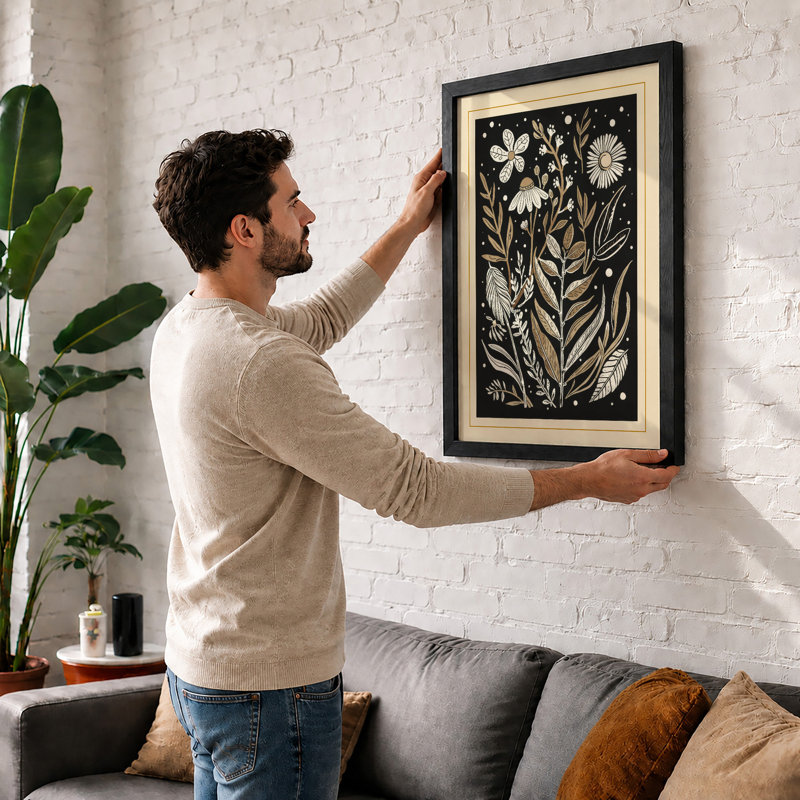 Linocut Garden Botanical - Framed Print, Unframed, A1 - 84.1 x 59.4 cm