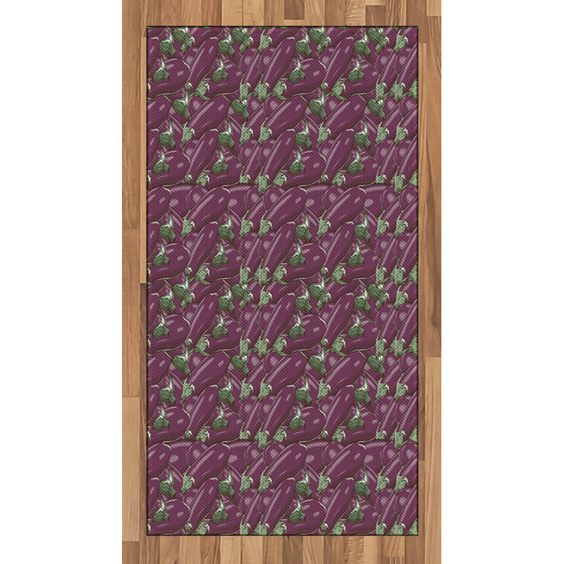 Eggplant High Density Long Fiber Poly Threads Decorative Area Rug Carpet, Rectangle 2'7" x 5'