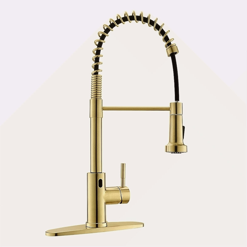 Touchless Kitchen Faucet,Hands Free Automatic Smart Kitchen Faucet, Brushed Gold