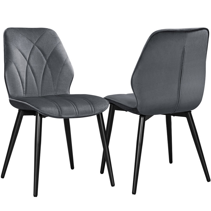 82cm H Upholstered Dining Chair Side Chair, PU Leather/Dark Grey