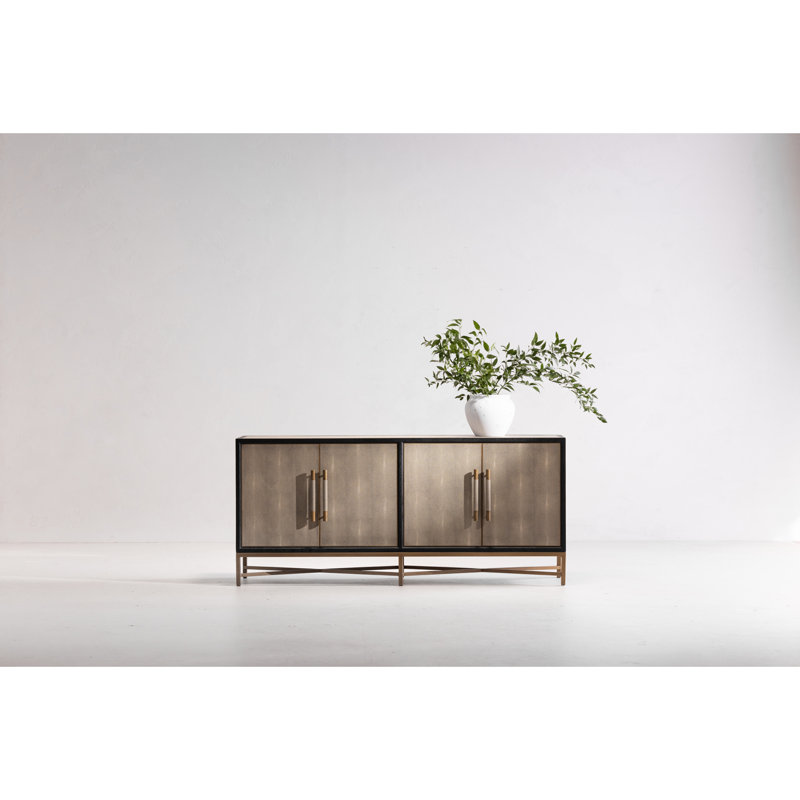 Meera 76" Wide Wood Sideboard, Gray