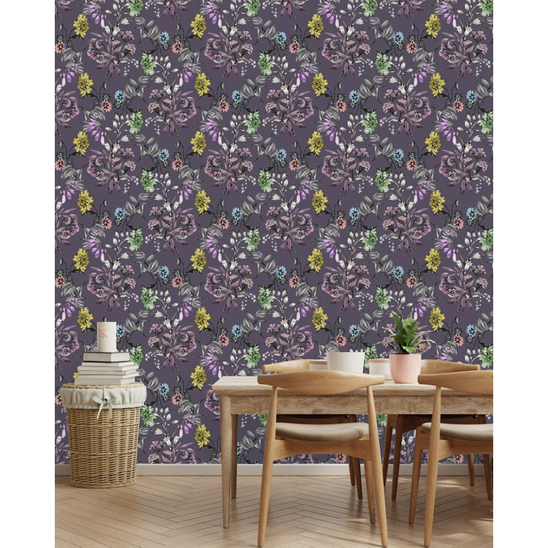 Panneau de papier peint adhésif l 10,4 pi x l 25 po Lilas foncé, L 124,8 po x l 25 po