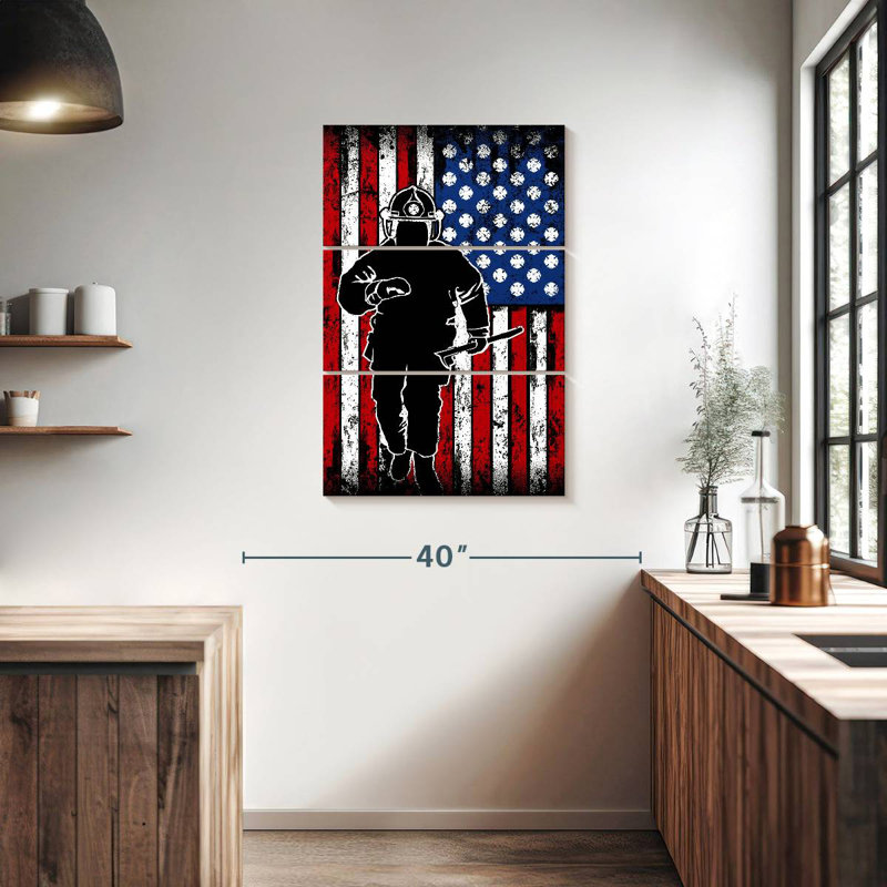 Lelar Grunge American Firefighter, 38'' H x 24'' W