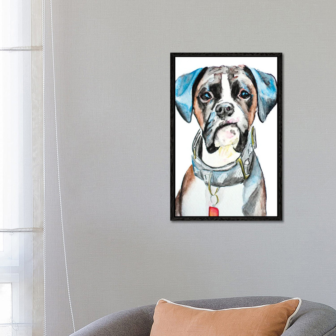 Banjo The Boxer von Allison Gray - Galerie-verpackte Leinwand Giclée auf Leinwand