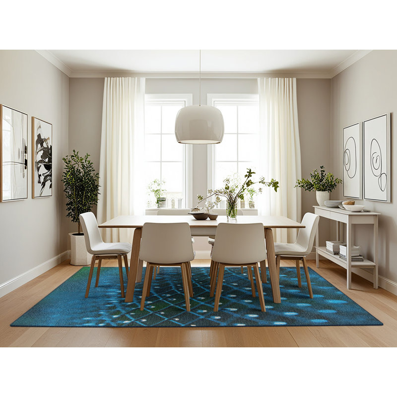 Tapis bleu / vert Nallely, Rectangle 7 pi x 10 pi