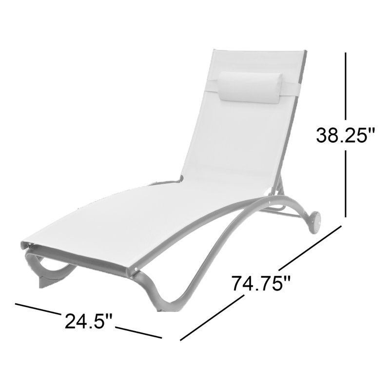 Vivere Denisia Stackable Aluminum Glendale Lounger Set Made with Premium Phifertex Fabric, Blue