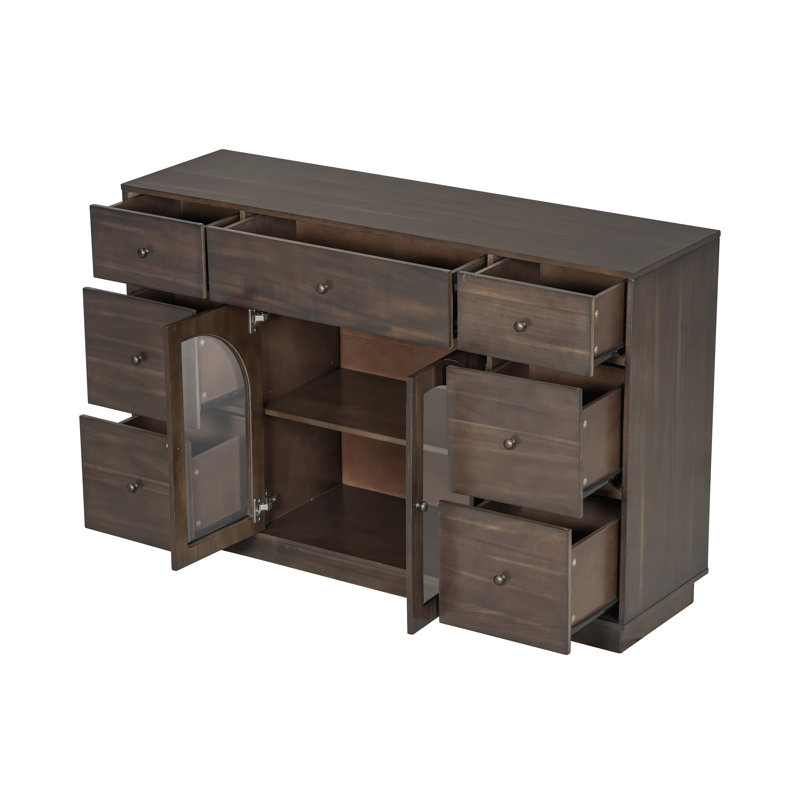 55'' Wide 7 - Drawer Filing Credenza, Dark Brown