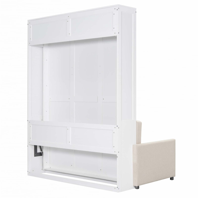 Grand lit escamotable mural avec coussin, Blanc