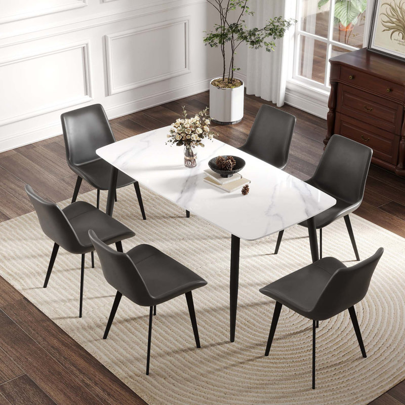 Table de salle à manger 62,99 po, Blanc, Noir