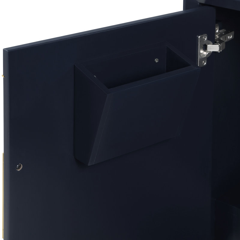 Gracie 36'' W Single Vanity, Pacific Blue, Satin Brass, Calacatta Quartz