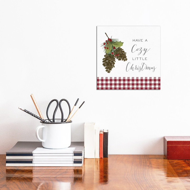 Cozy Christmas Gingham I 1 Piece Wrapped Canvas Wall Art, 30.48 cm H x 30.48 cm W