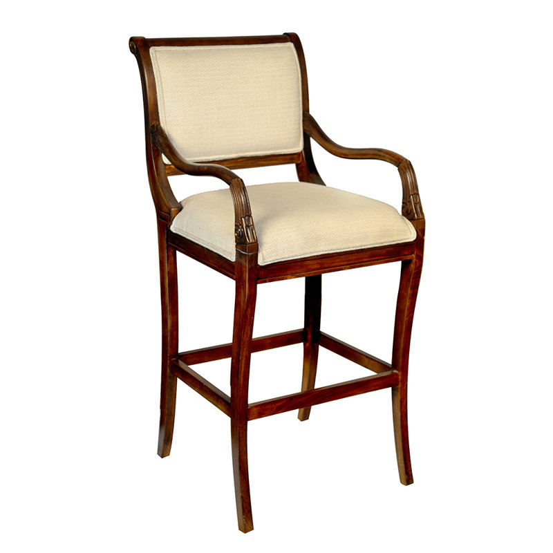 Dagenham Solid Wood Bar Stool, Cream White, Brown