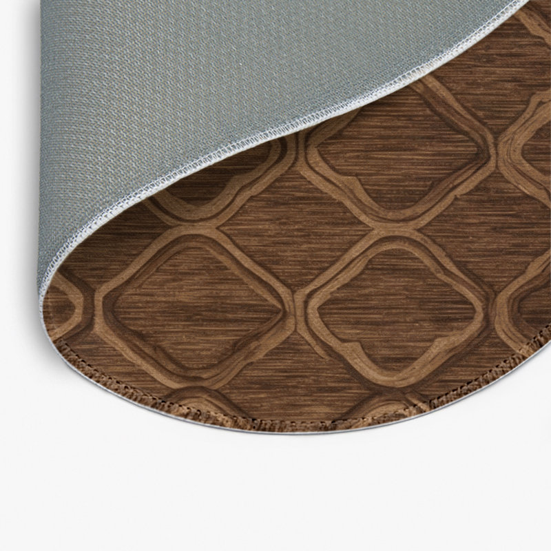 Trellis Brown Indoor and Outdoor Area Rug, Round 5'
