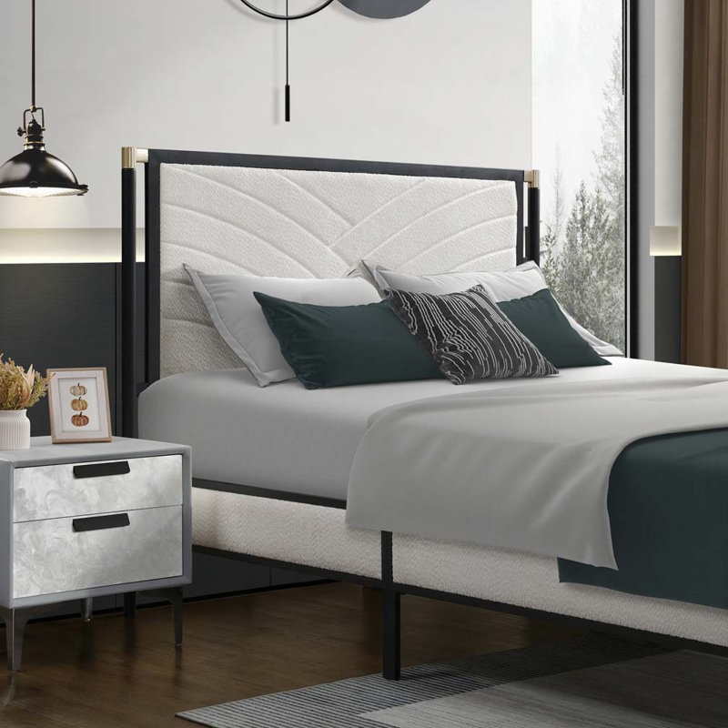 Boucle Upholstered Platform Bed, Full